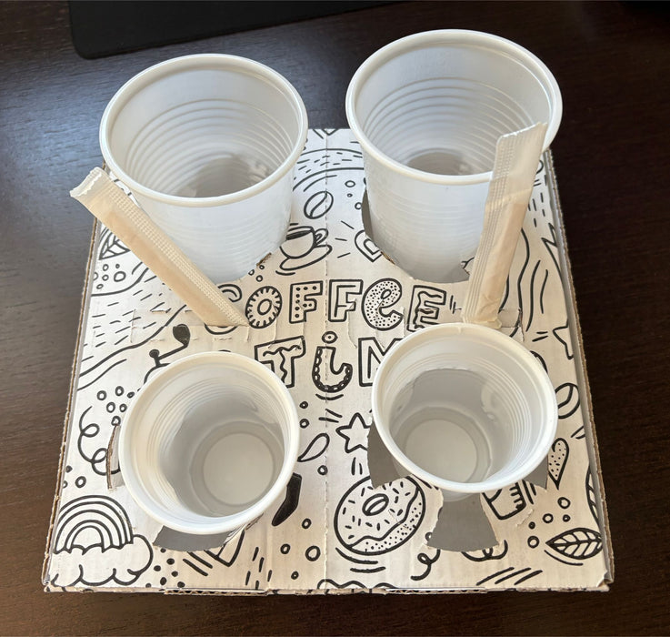 Portabicchieri Da Asporto In Carta Per Bicchieri Caffè e Acqua Scomponibile