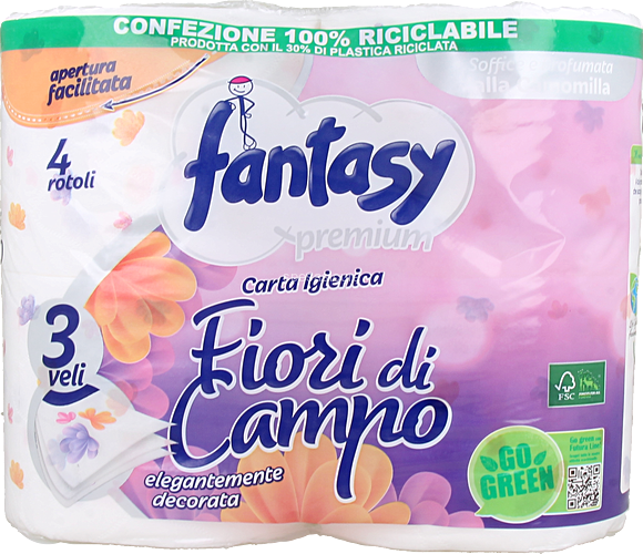 Carta Igienica  Fantasy  Fiori Di Campo 3V.  15 Conf. X 4 Rotoli