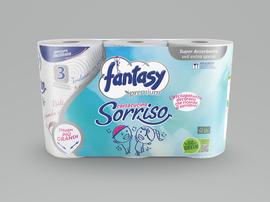 Asciugatutto 3 Veli Fantasy Sorriso 10 Conf. X 3 Rotoli