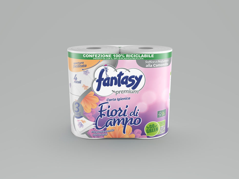 Carta Igienica  Fantasy  Fiori Di Campo 3V.  15 Conf. X 4 Rotoli