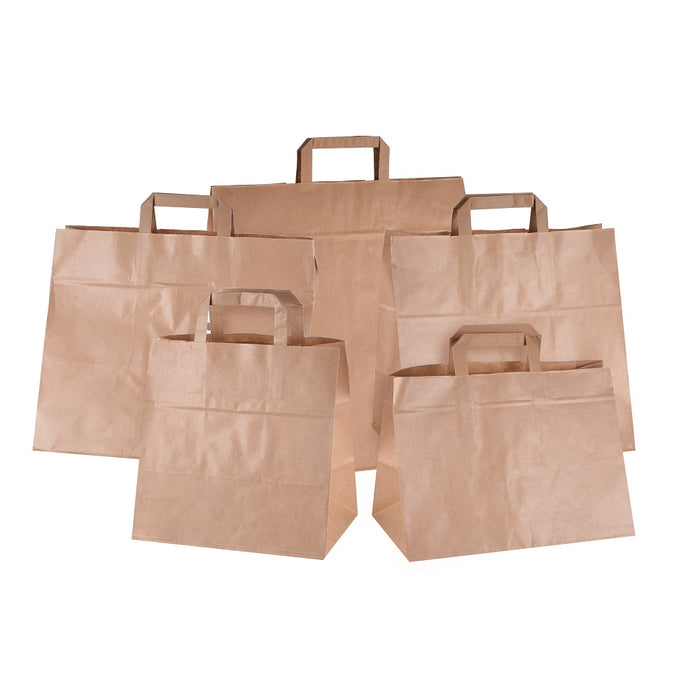 Shopper Di Carta Kraft Take Away Mis. 32+20x23 Sealing Avana Millerighe e Maniglia  Piatta