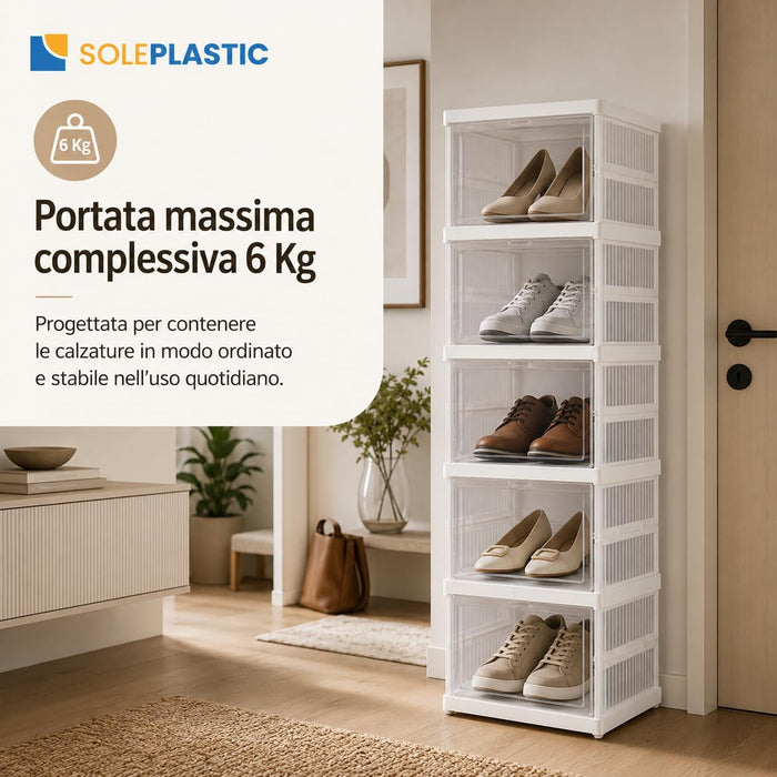 Scarpiera Salvaspazio Slim a 5 Scomparti - Portata 6 kg