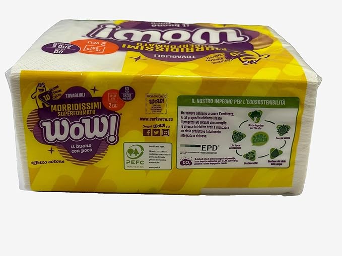 Double layer napkins size. 40x40cm 85 pieces WOW