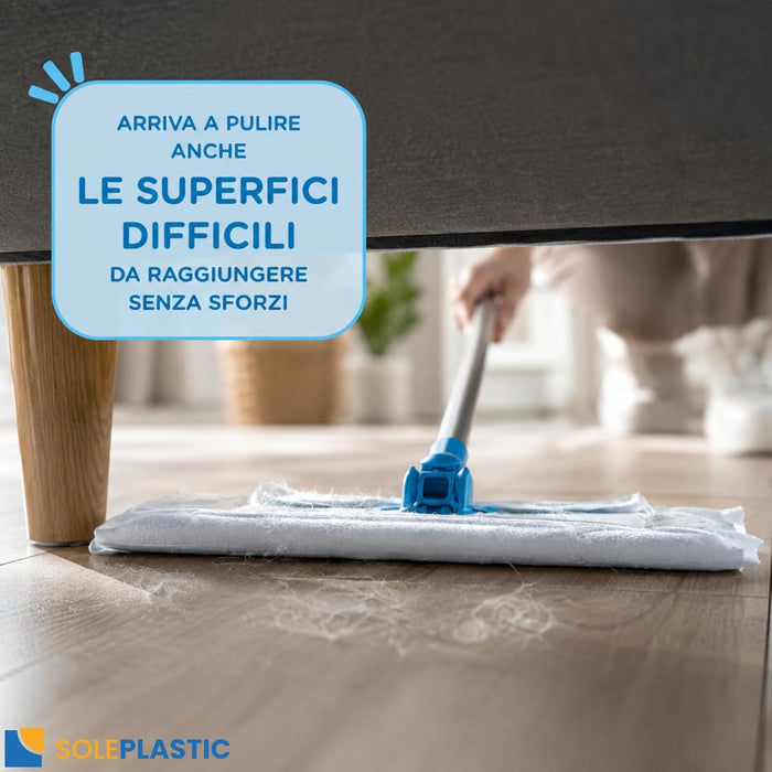 Panni (21 x 29 cm) da 60 Grammi RESISTENTI e SPESSO Compatibile con Swiffer Panni Catturapolvere - Ricambi Monouso per Scopa - Ideali per Pavimenti, Casa, Capelli e Sporco Leggero - SENZA RESIDUI