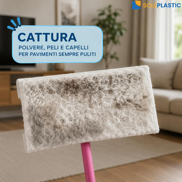 Panni (21 x 29 cm) da 60 Grammi RESISTENTI e SPESSO Compatibile con Swiffer Panni Catturapolvere - Ricambi Monouso per Scopa - Ideali per Pavimenti, Casa, Capelli e Sporco Leggero - SENZA RESIDUI