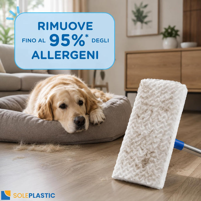 Panni (21 x 29 cm) da 60 Grammi RESISTENTI e SPESSO Compatibile con Swiffer Panni Catturapolvere - Ricambi Monouso per Scopa - Ideali per Pavimenti, Casa, Capelli e Sporco Leggero - SENZA RESIDUI