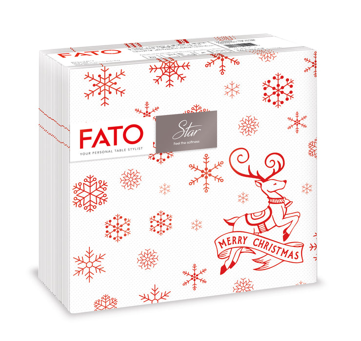 Tovaglioli Doppio Velo Punta a Punta " Christmas Deer Rosso " misura 38x38cm