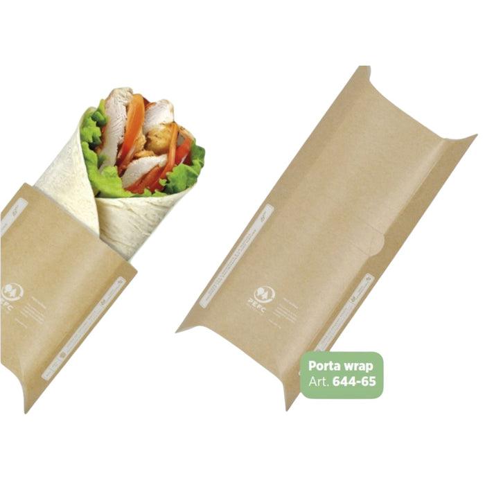 Portawrap in cartoncino avana per take away e street food 77X24X220MM