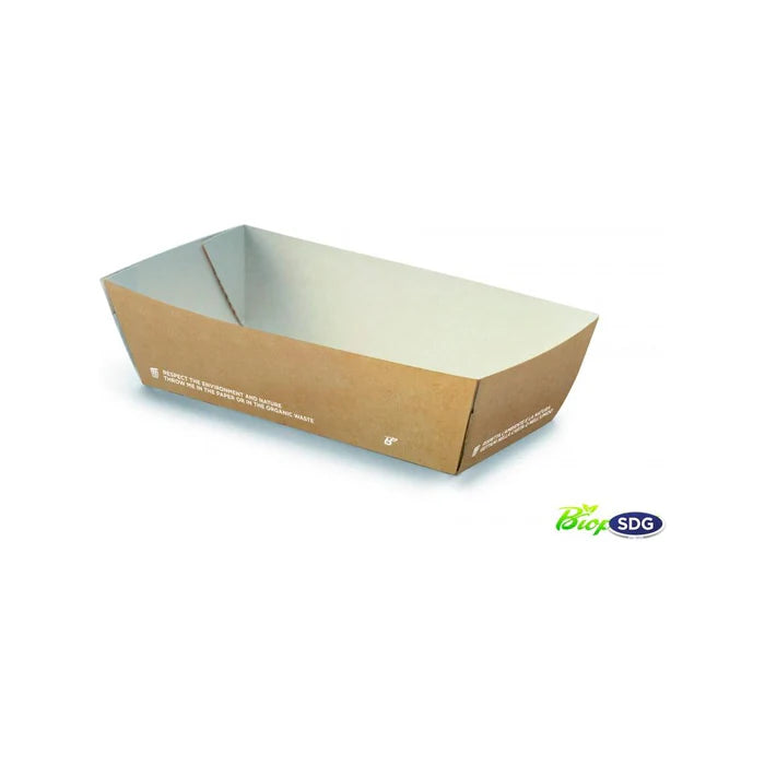 Vaschetta rettangolare porta fritto bio "take away" colore avana 140X90X55H
